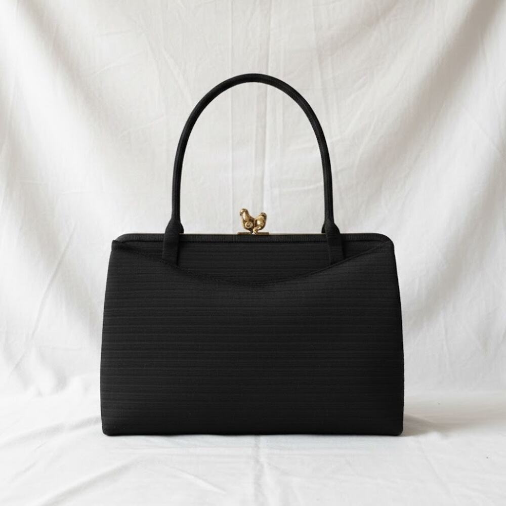 Crown Lewis Vintage Black Pleated Purse Evening Bag